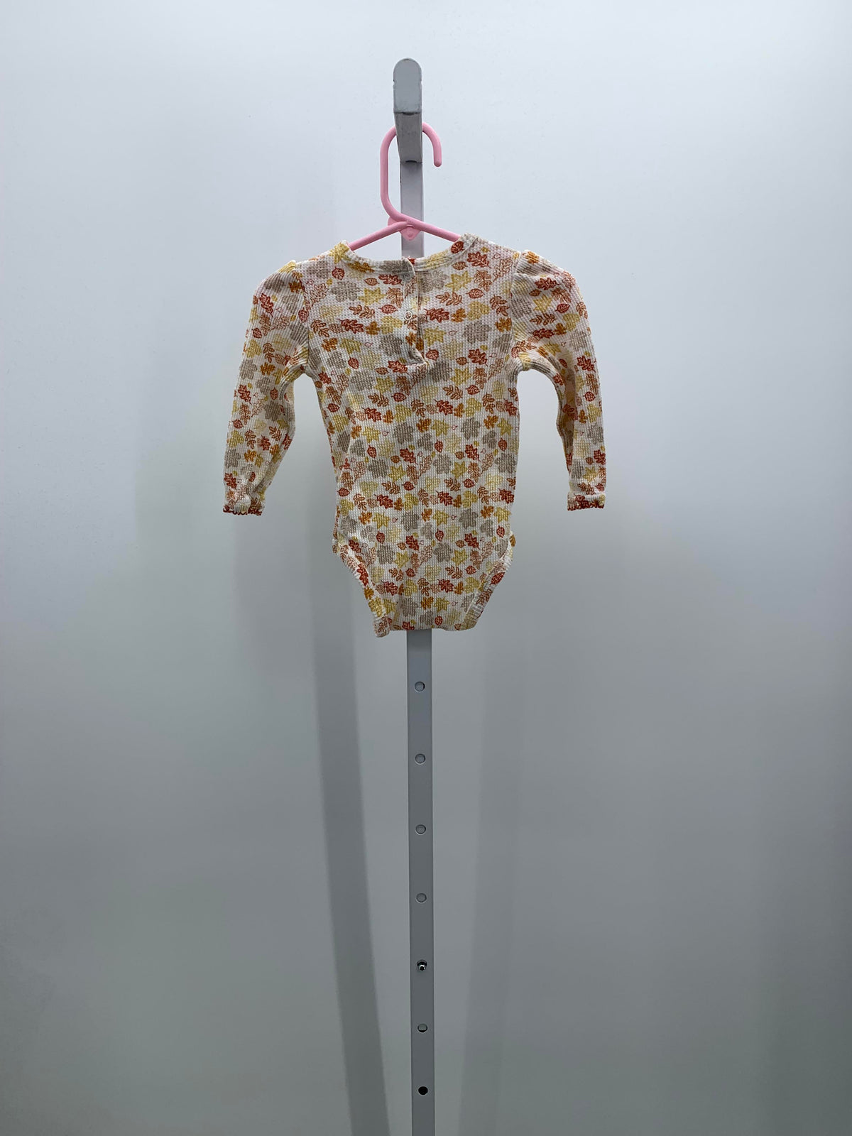 WAFFLE KNIT LONG SLV SHIRT LEAVES PRINT