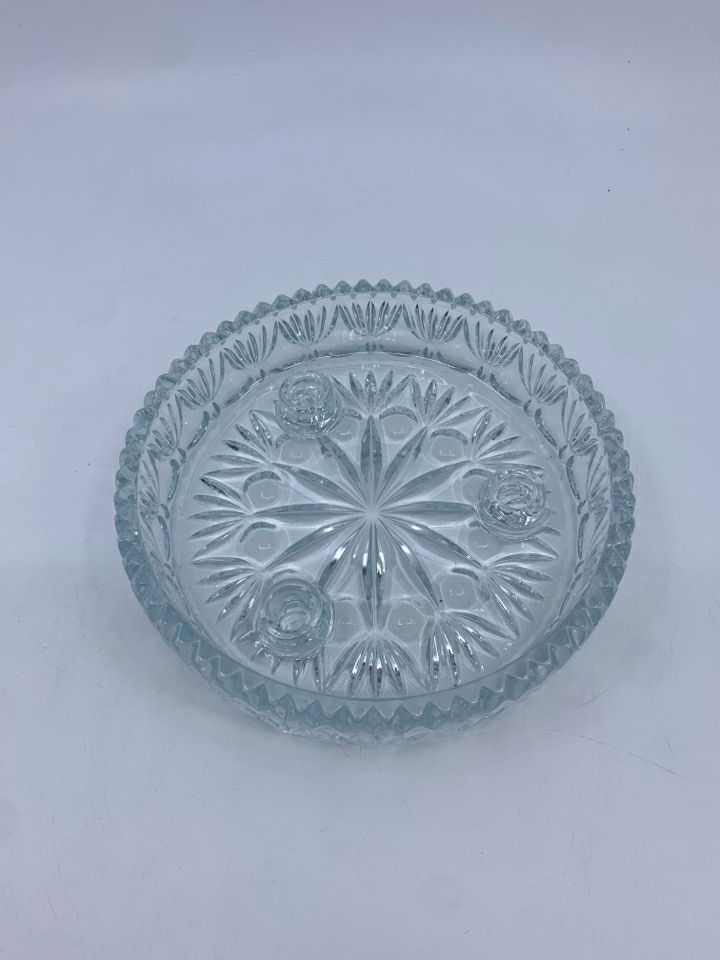 VTG CUT GLASS CANDLESTICK CENTERPIECE DISH.