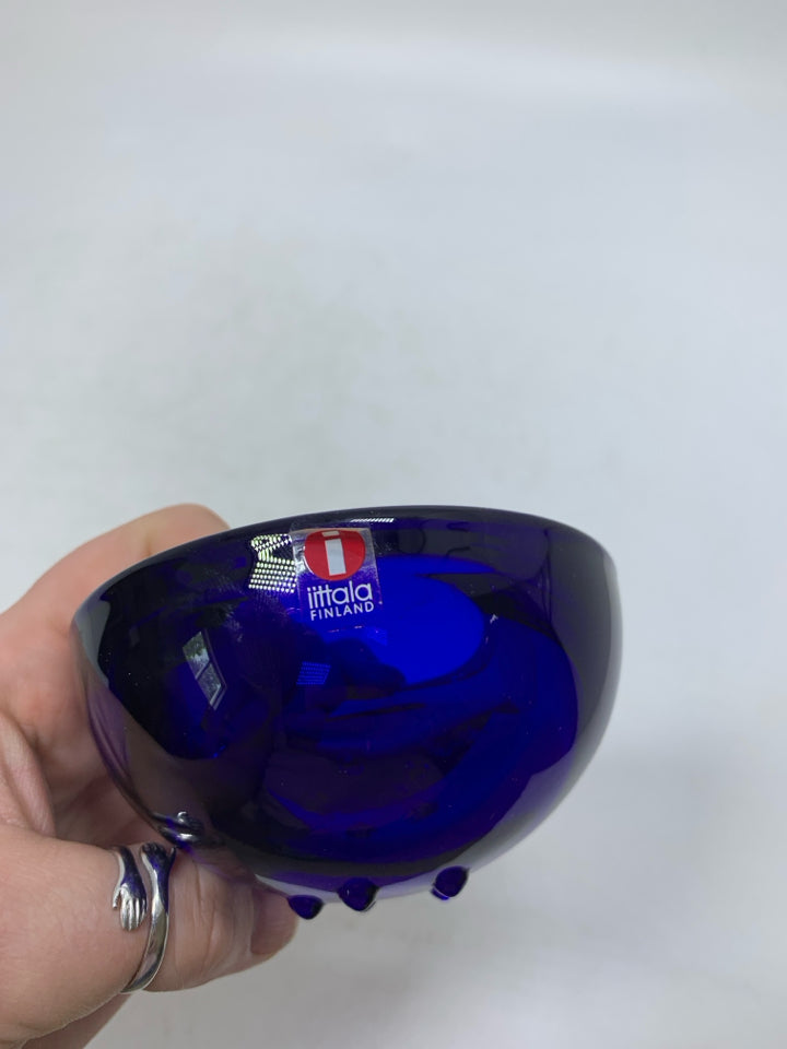 THICK COBALT BLUE GLASS TEALIGHT HOLDER IITTALA.