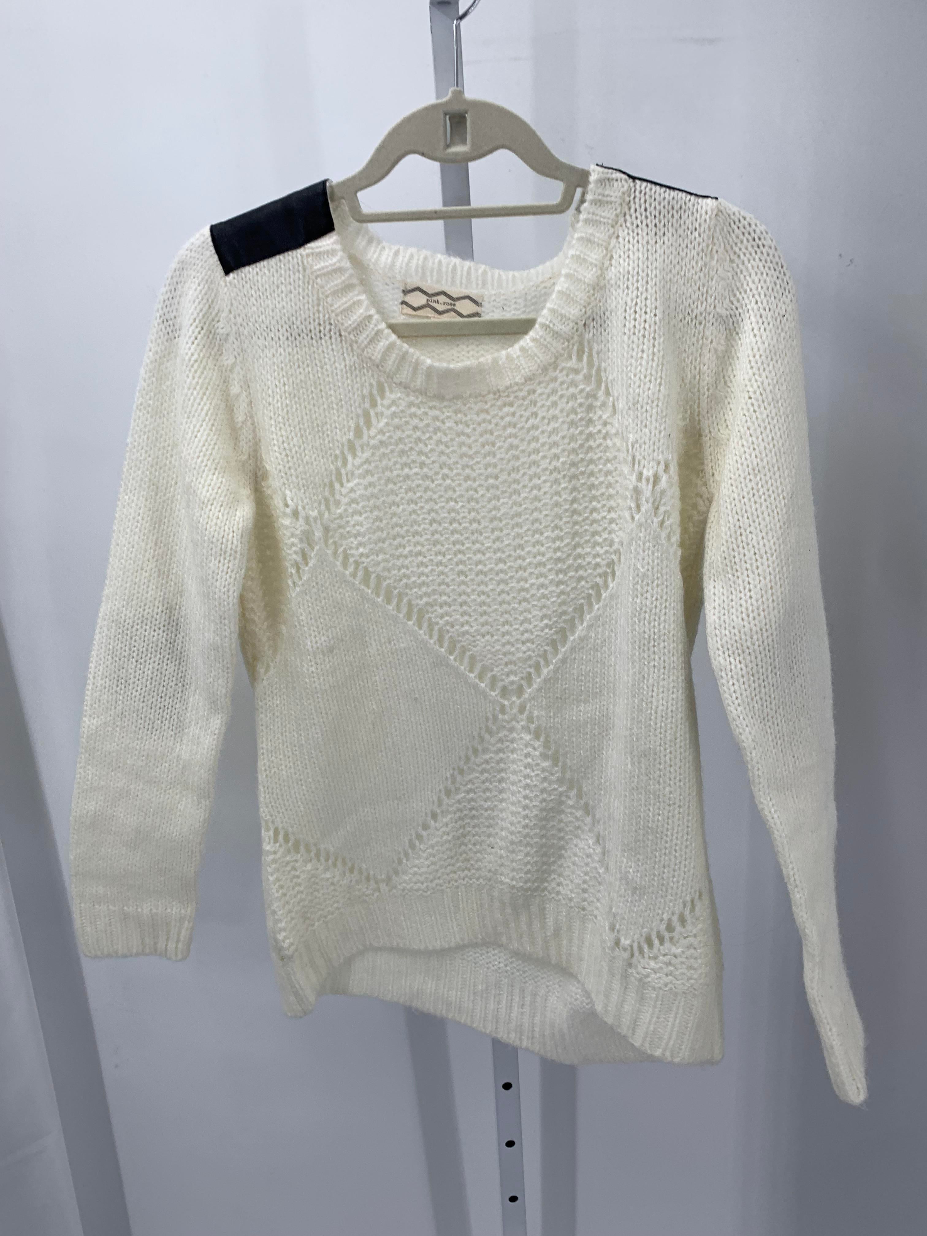 Pink Rose Size Large Juniors Long Sleeve Sweater