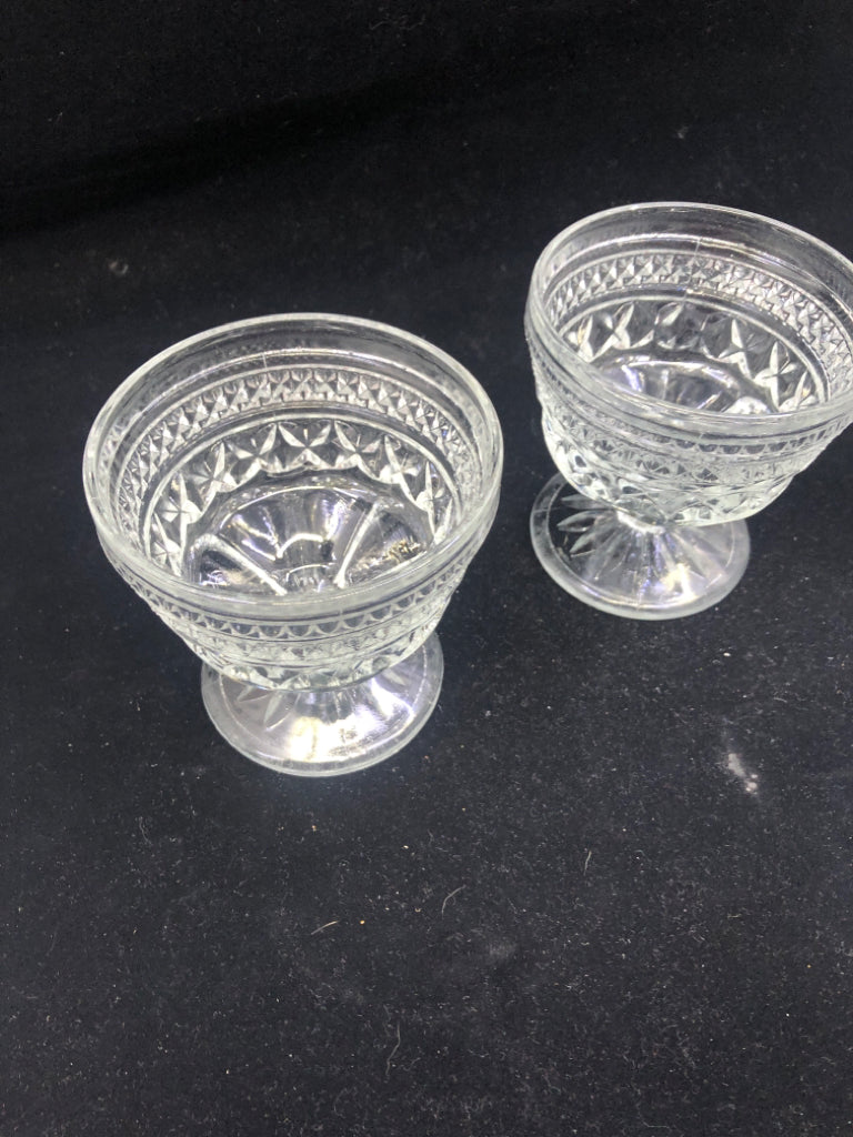 4 CUT GLASS DESSERT BOWLS.