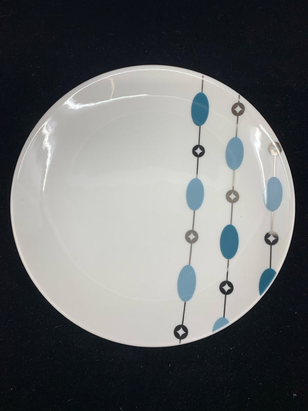 4 BLUE "BEADED GARLAND" LUNCH PLATES.