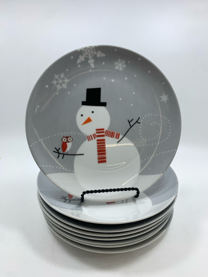 8 "LITTLE HOOT & SNOWMAN" SIDE PLATES -RACHAEL RAY.
