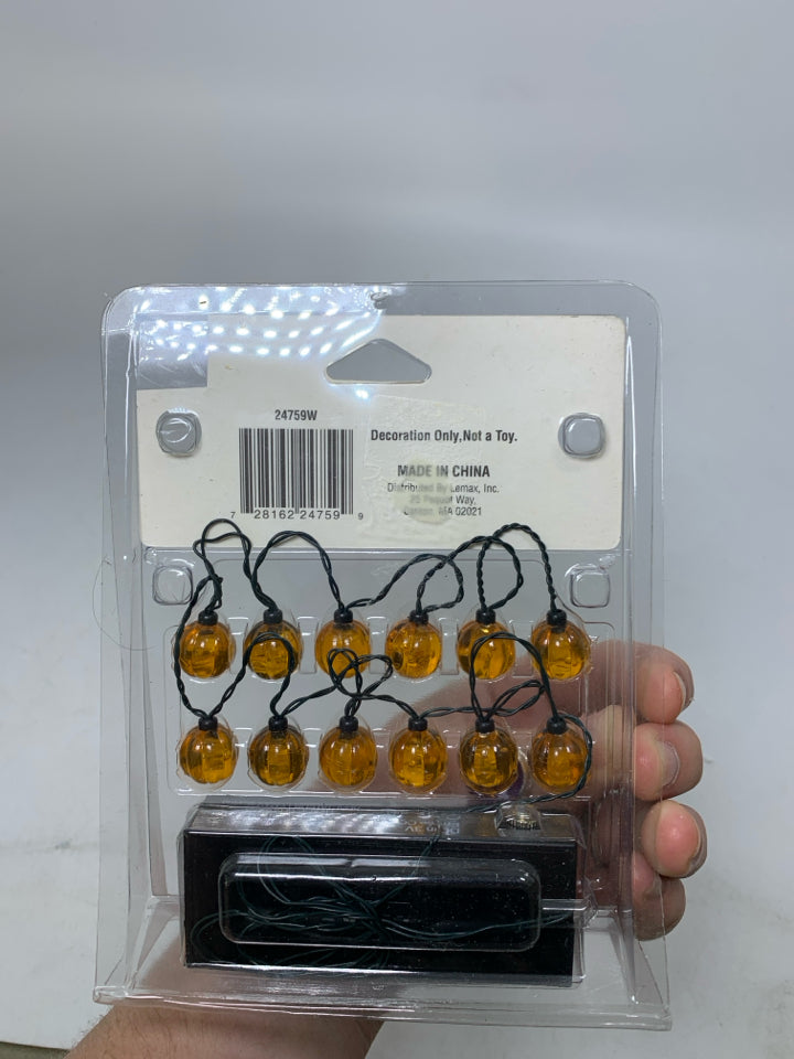 NIP VTG LEMAX SPOOKY TOWN 12 LIGHTED PUMPKIN GARLAND STRING.