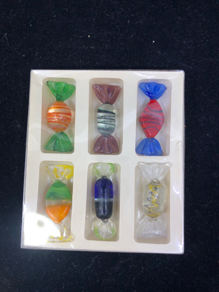 NIB 6 GLASS DECORATIVE CANDY.