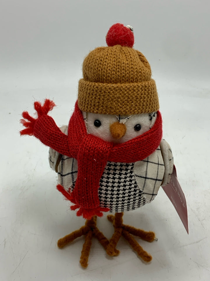 2 FELT CHICKADEE BUNDLED UP W/ TAGS.