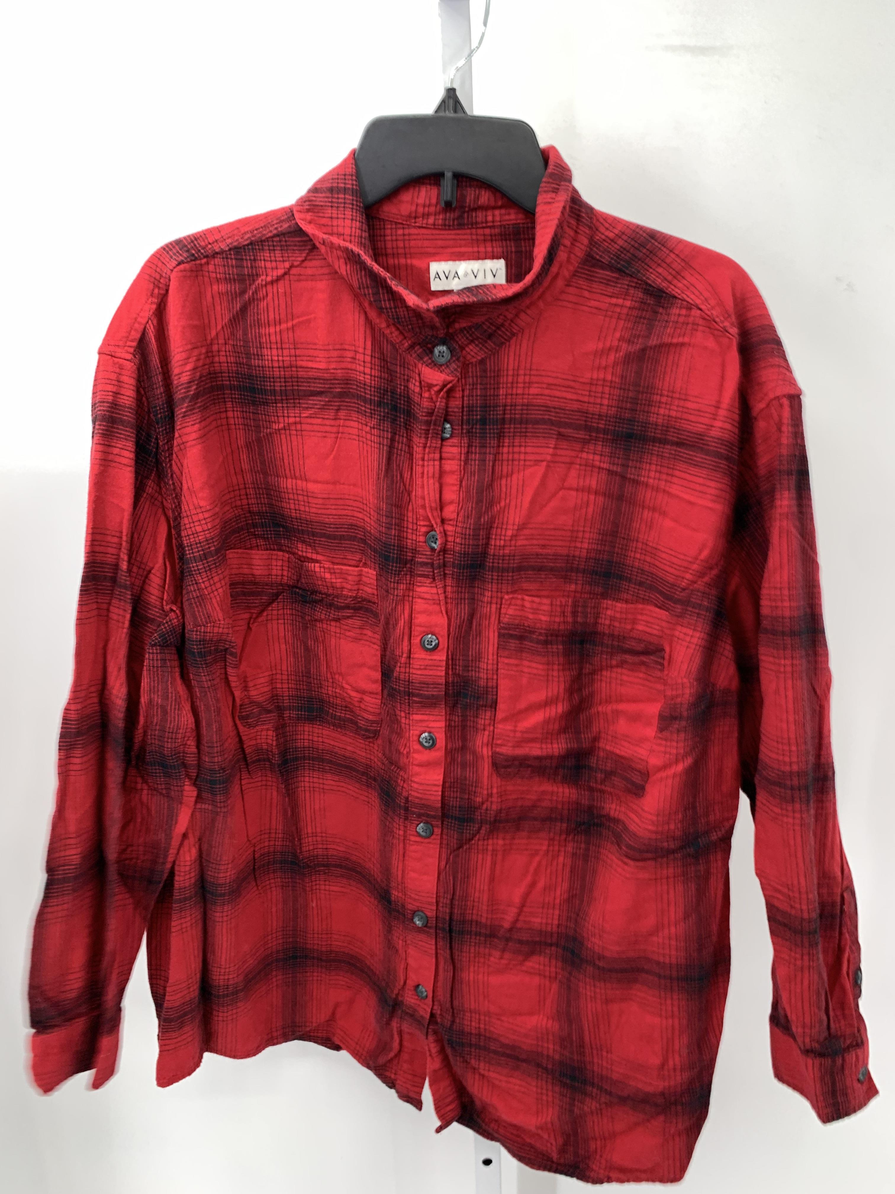 Ava & Viv Size 1X Womens Long Sleeve Shirt