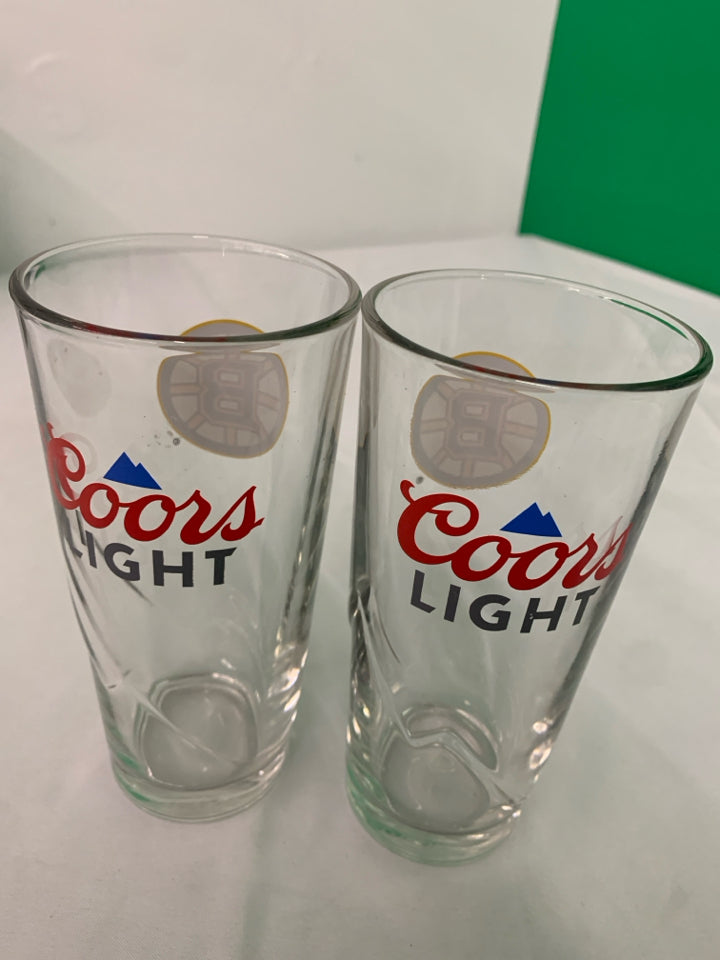 2 COORS LIGHT BRUINS GLASSES.