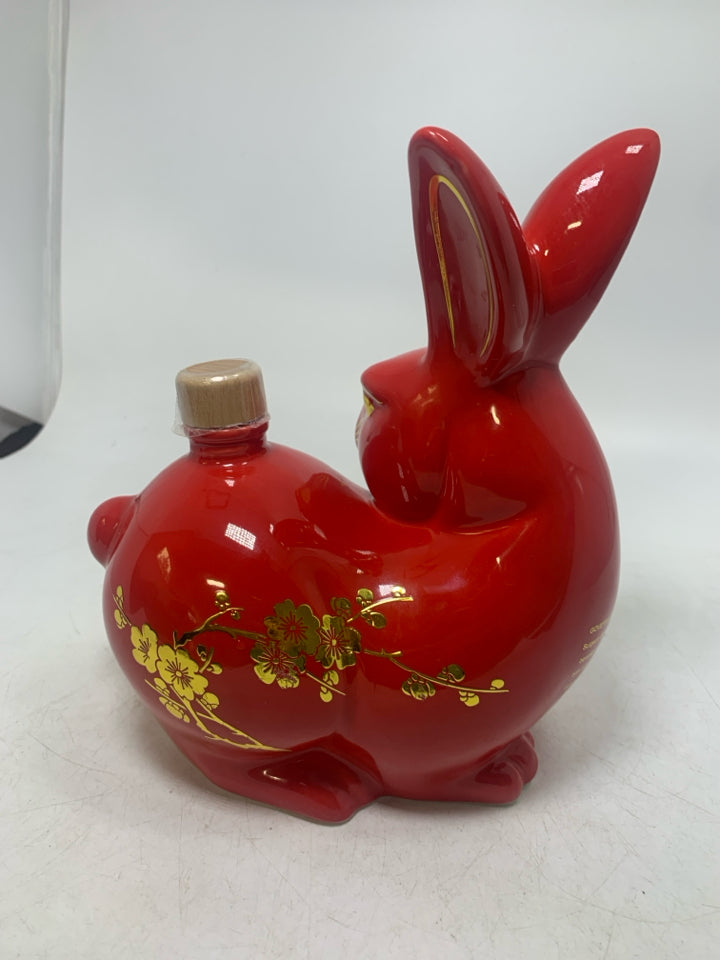 LUNAR NEW YEAR NAPOLEON BRANDY CERAMIC RABBIT EMPTY DECANTER.