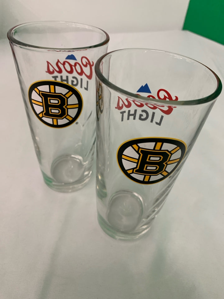 2 COORS LIGHT BRUINS GLASSES.