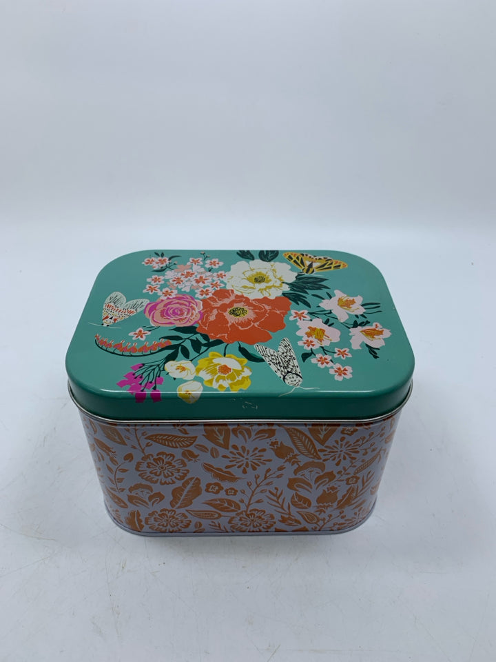 TEAL FLORAL W/ MOTHS RECIPE NOTE W/ CARDS.