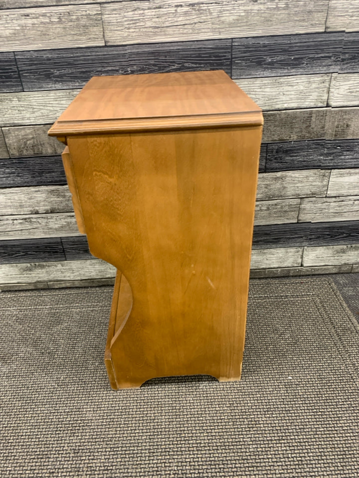 WOOD NIGHT STAND W/ DRAWER+CUBBY CAROLINA FURNITURE WORKS.