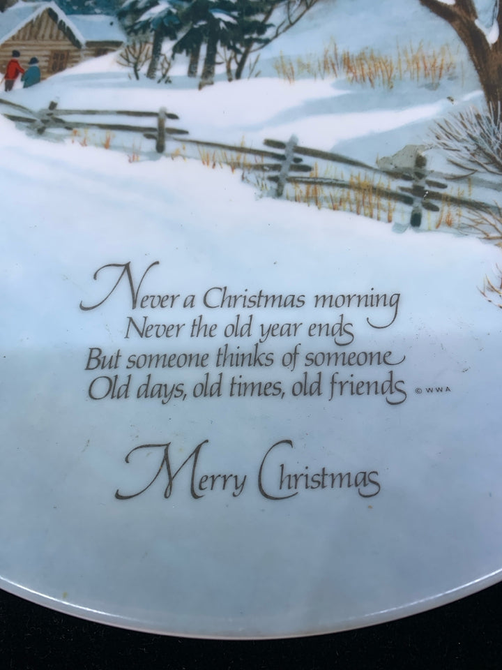 NEVER A CHRISTMAS WINTER SCENE DECOR PLATE.
