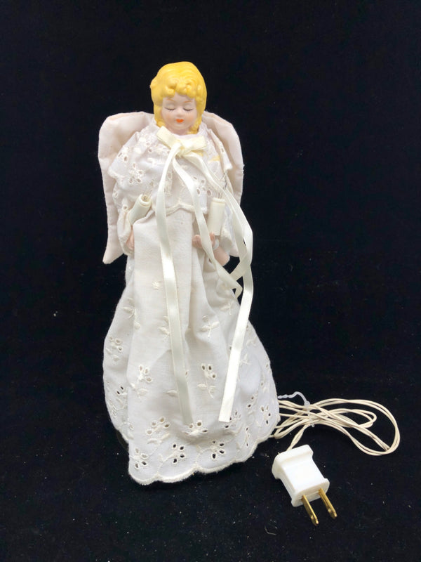 ANGEL IN WHITE DRESS LIGHT UP TREE TOPPER.