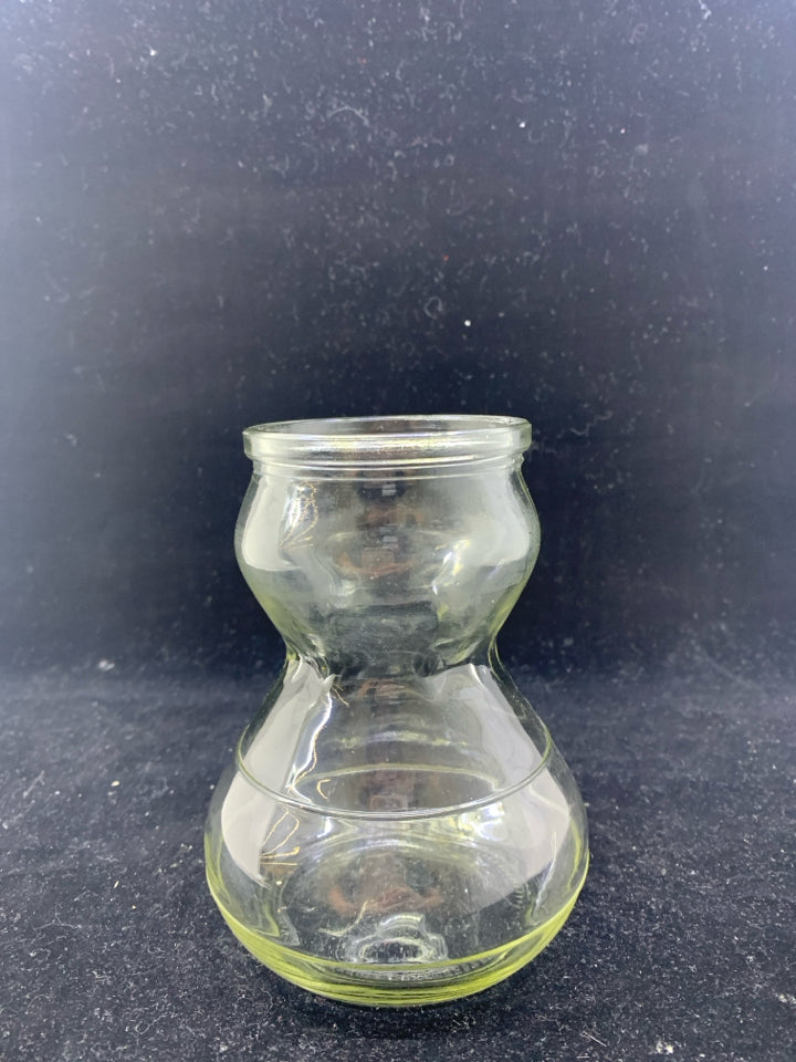 HOURGLASS SHAPED BULB FORCING GLASS VASE.