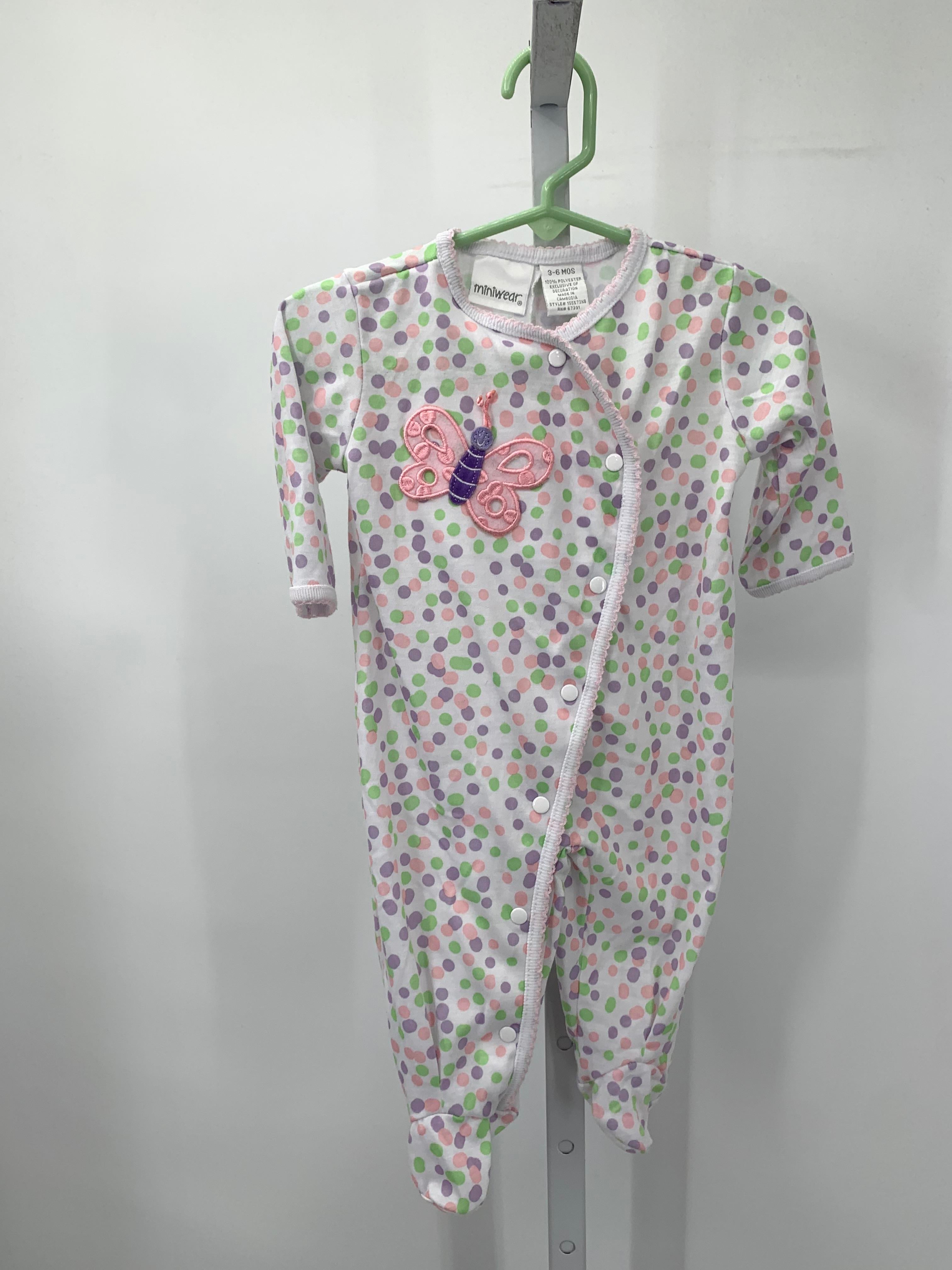 Miniwear Size 3-6 Months Girls Long Slv. Romper