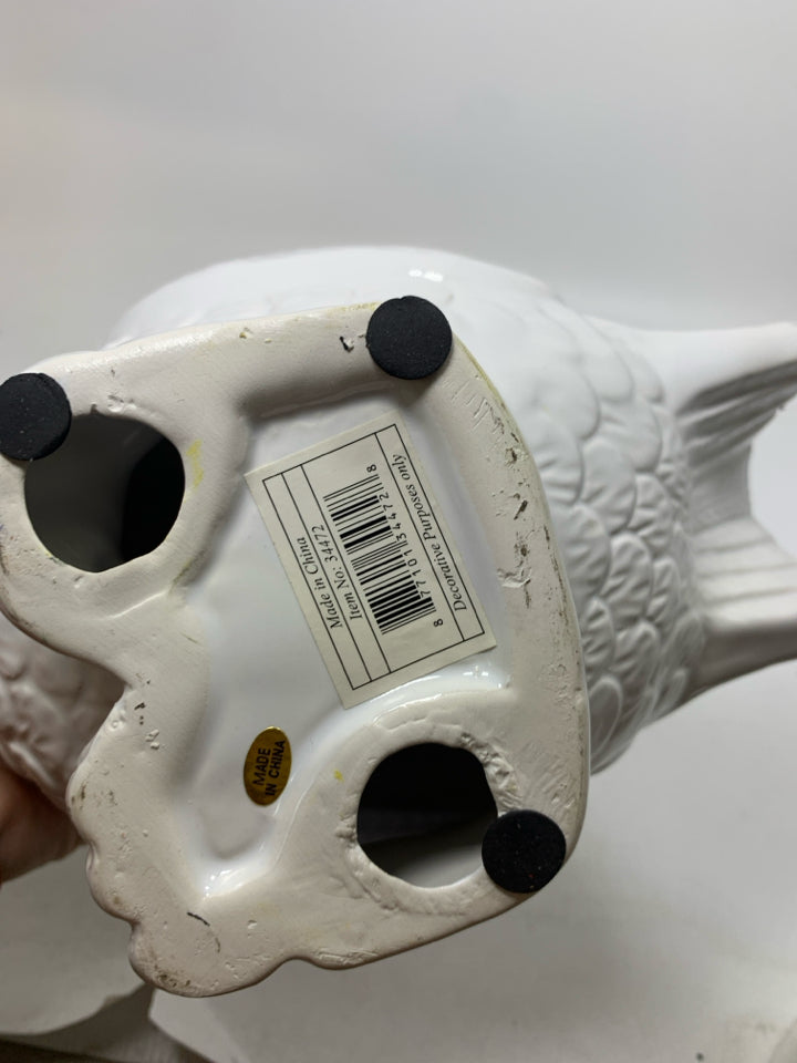STANDING CERAMIC TEXTURED CHICKADEE.