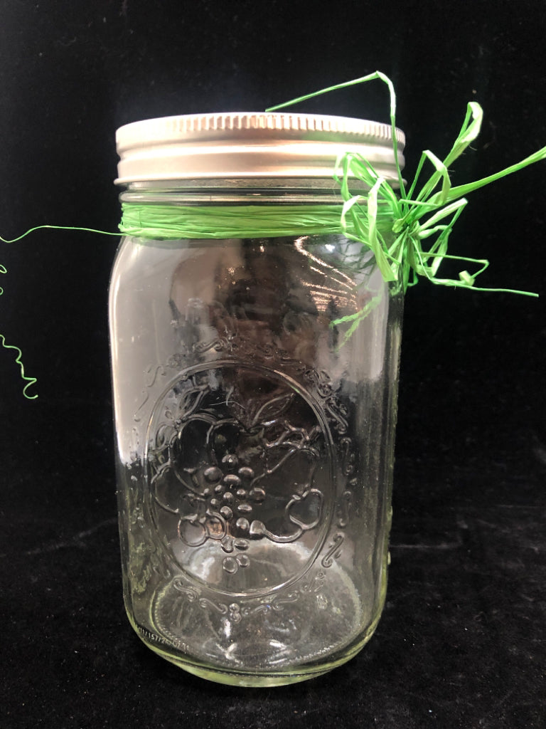 BALL WIDE MOUTH JAR W/GREEN TWINE.