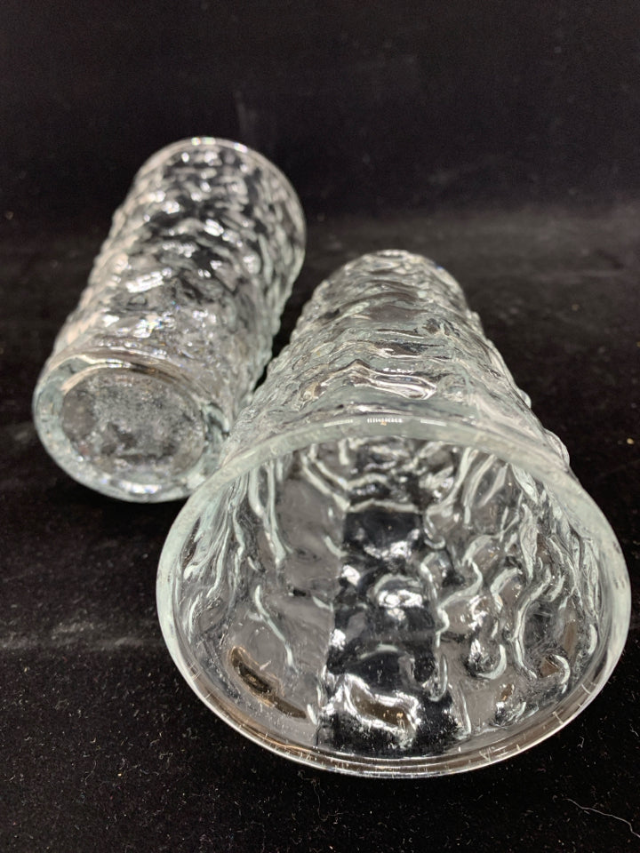 5 CRINKLE GLASS TUMBLERS.