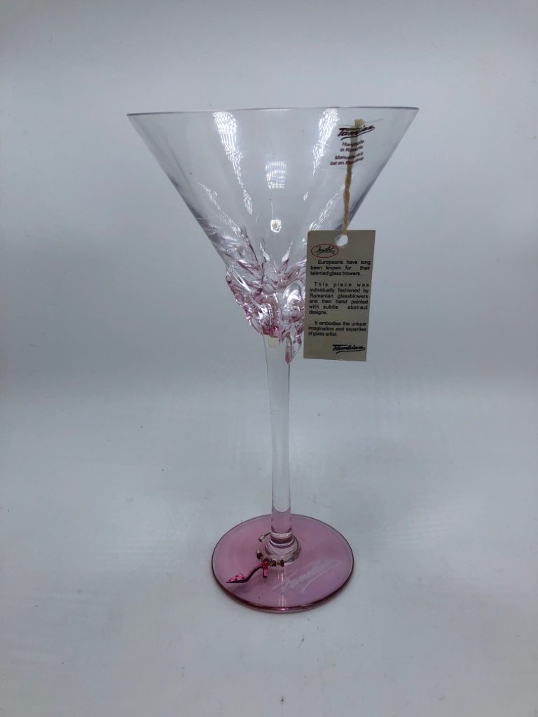 NWT TAMAIAN PINK MARTINI GLASS W/SHOE CHARM.