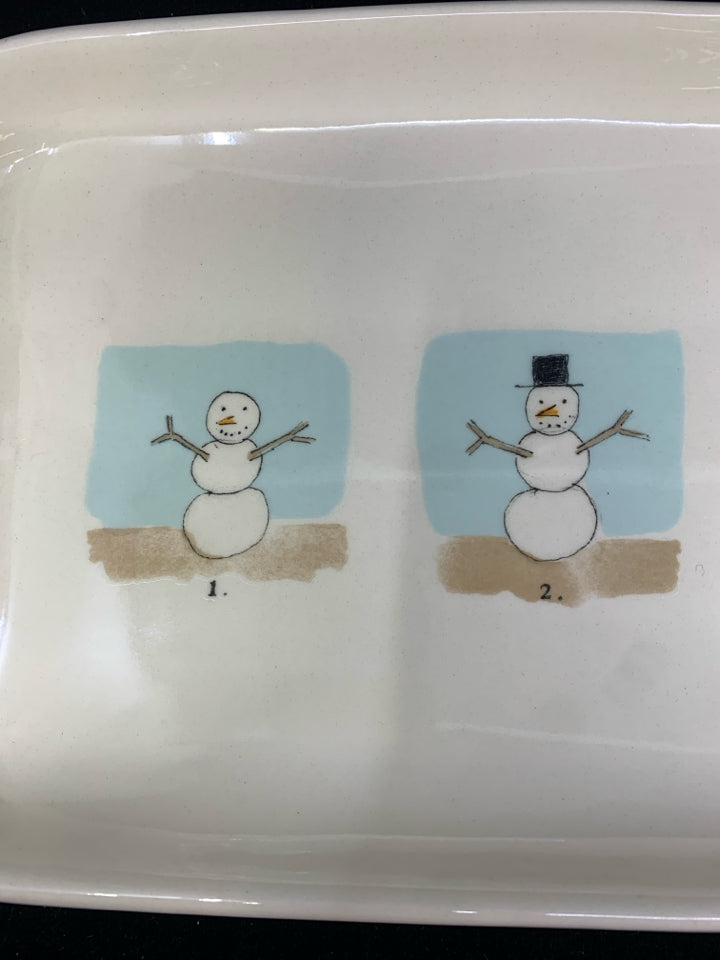 SNOWMEN SERVING DISH-RAE DUNN.