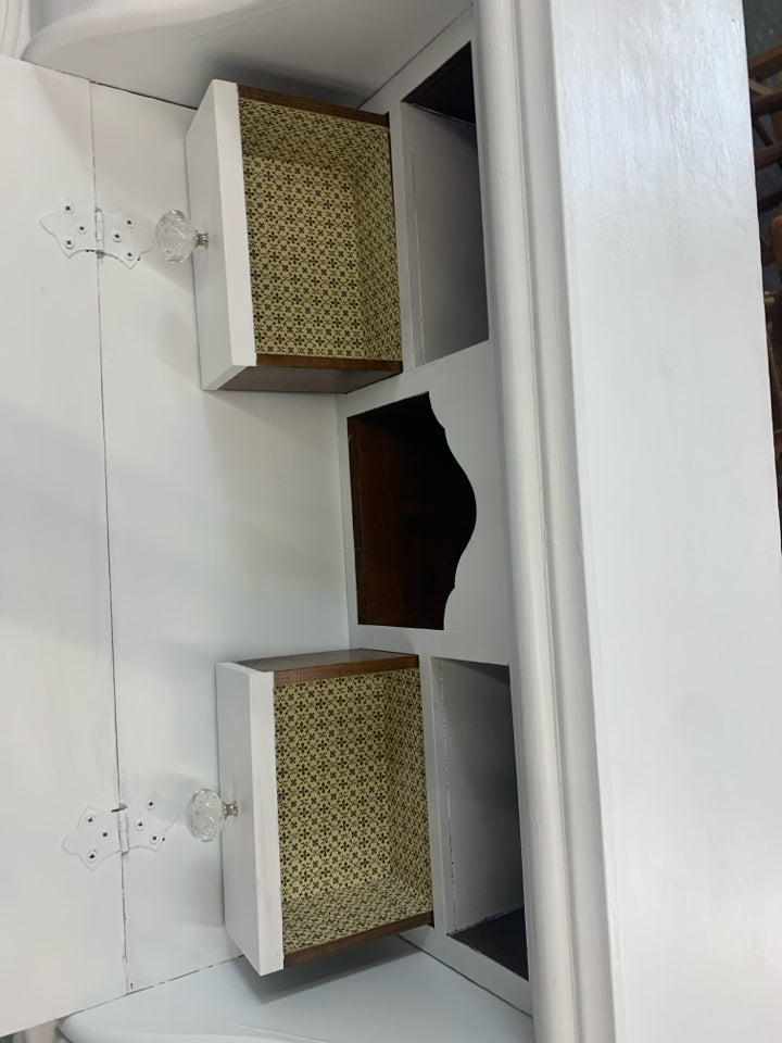 VTG WHITE PAINTED PULL DOWN DESK 7 DRAWERS.