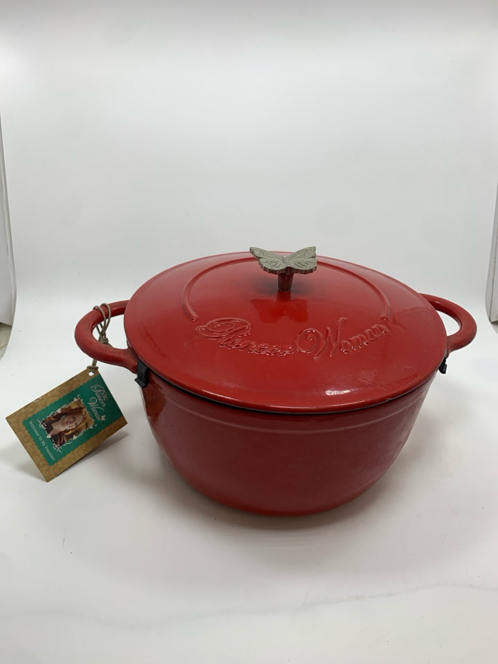 NWT RED DUTCH OVEN ENAMELED CAST IRON.