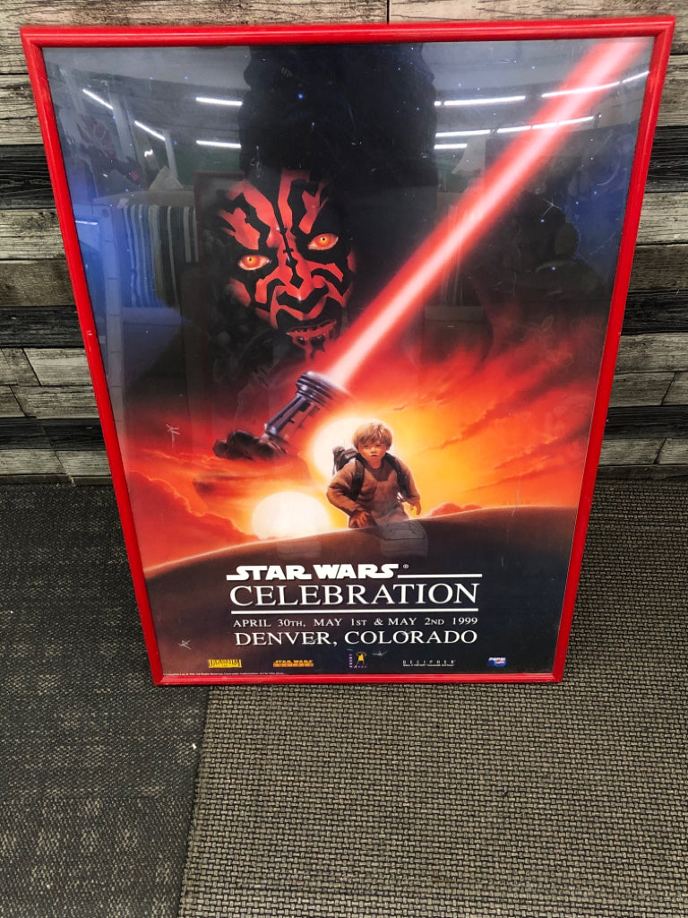 STAR WARS CELEBRATION WALL HANGING IN RED FRAME.