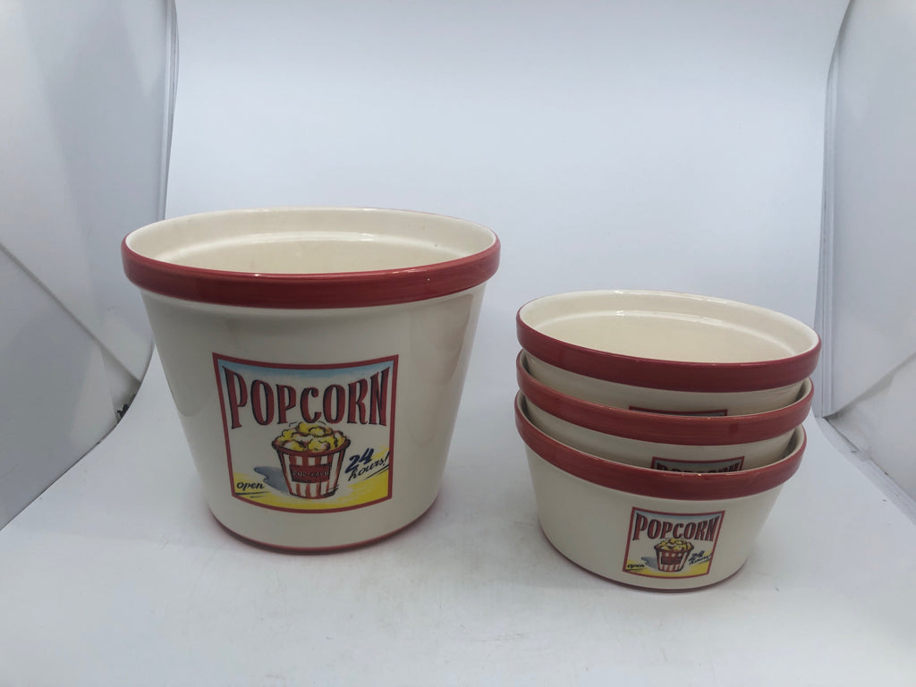 4 PC CERAMIC POPCORN BOWL SET.
