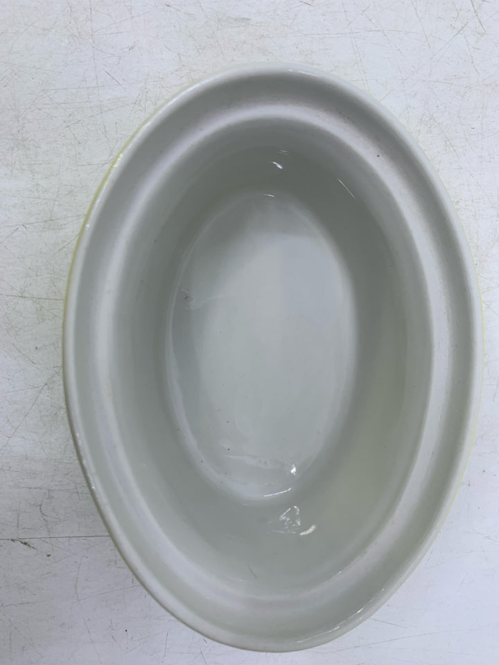 VTG SMALL HALL CARBONE OVAL DUCK COVERED CASSEROLE BAKING DISH YELLOW.