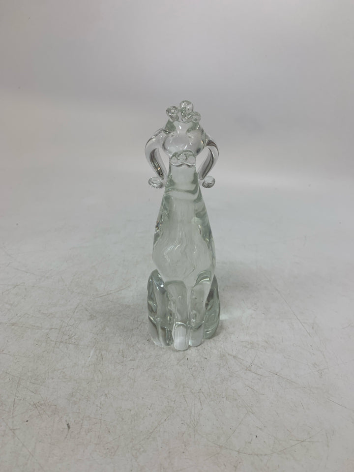 BLOWN GLASS SITTING POODLE.