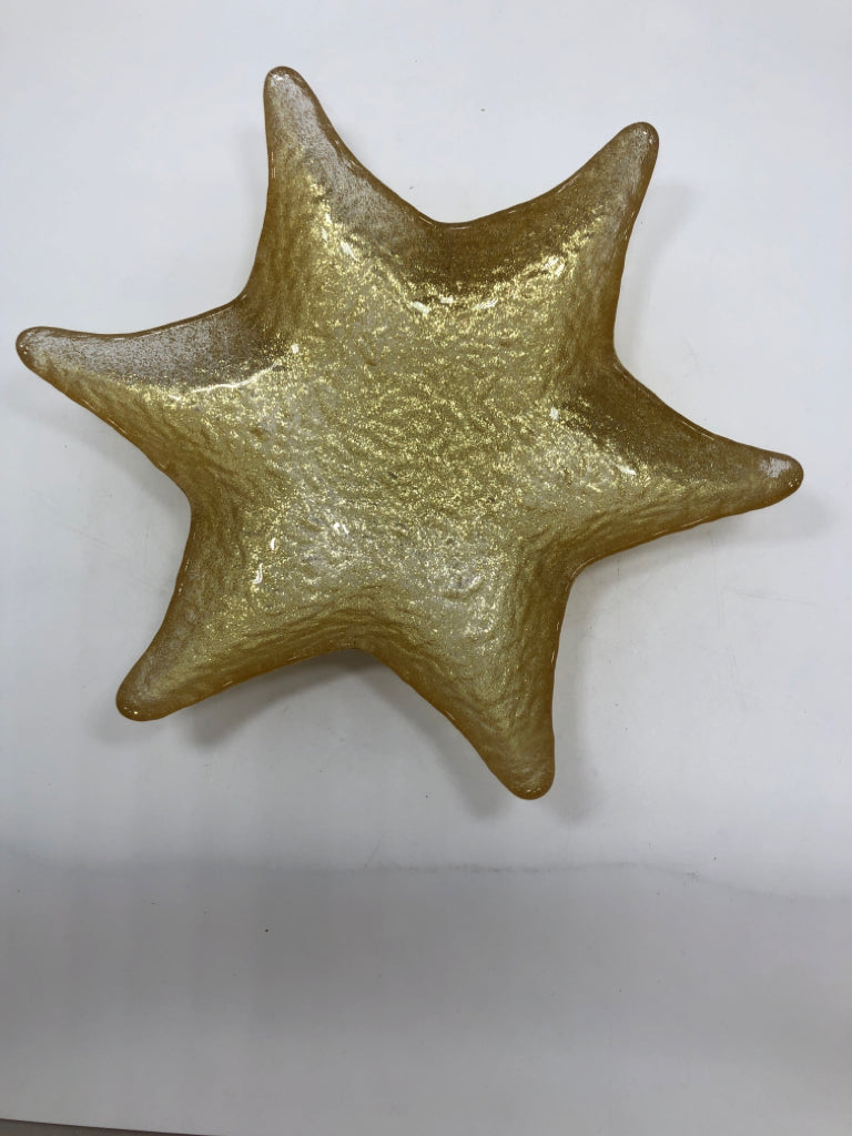 GLITTER GOLD GLASS STAR PLATE.
