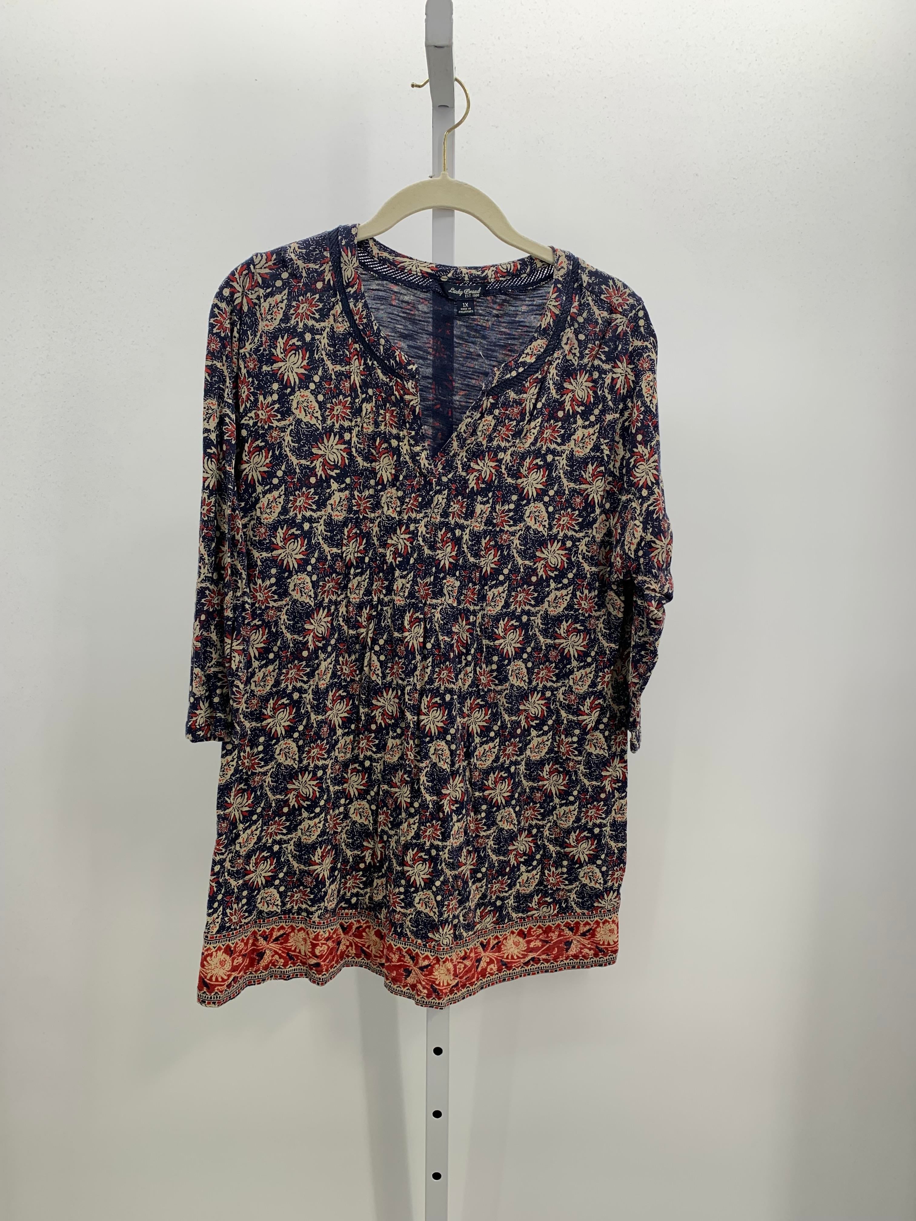 Lucky Brand Size 1X Womens 3/4 Sleeve Shirt