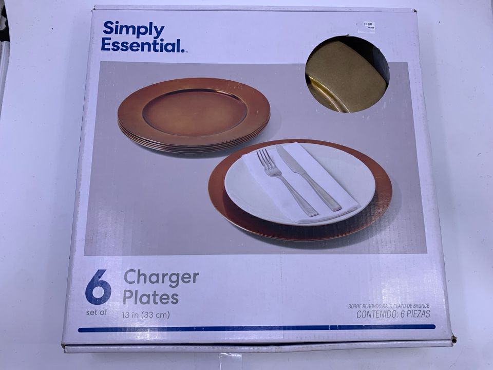 NIB 6 BURNT ORANGE/BRONZE CHARGER SIMPLY ESSENTIAL.