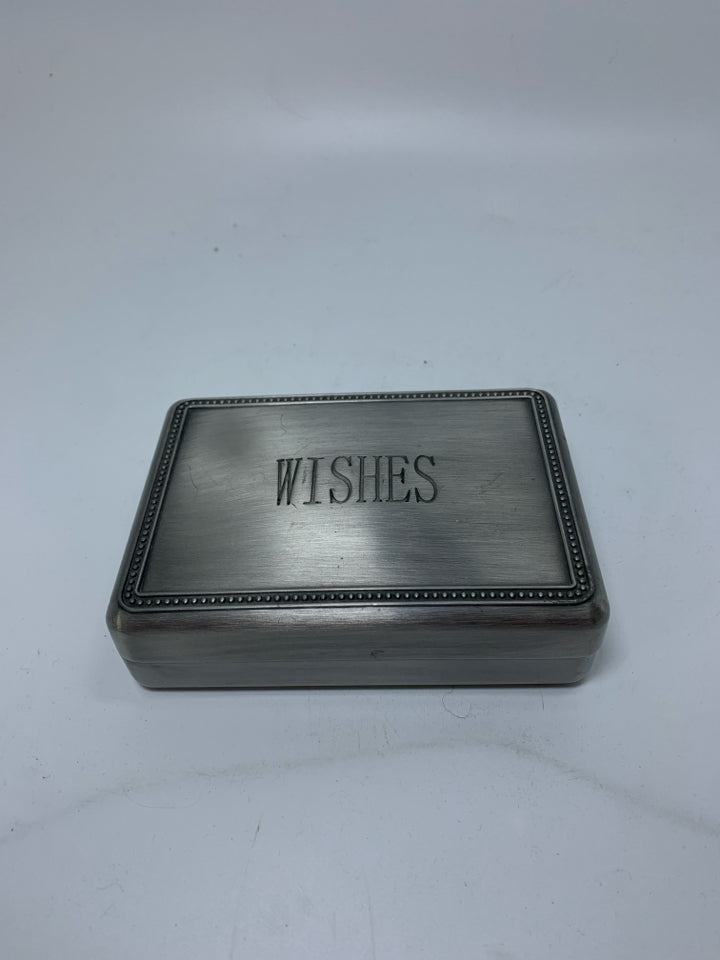 PEWTER RECTANGLE "WISHES" BOX.