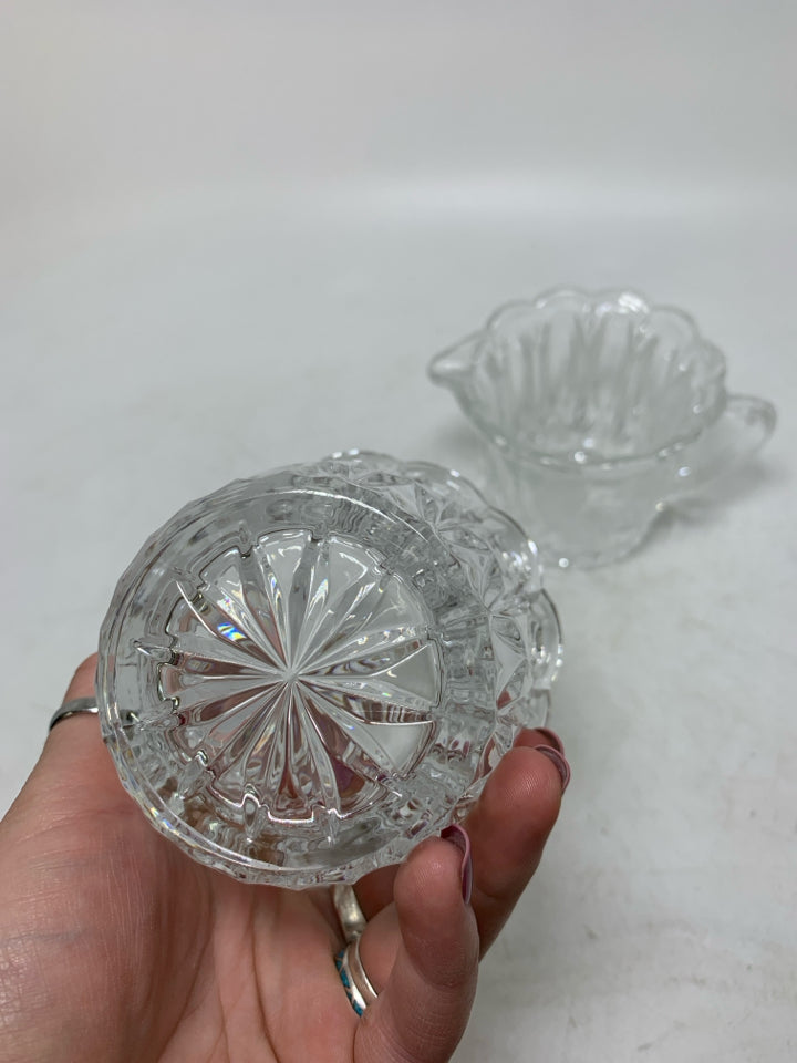CRYSTAL ETCHED BIRD SUG/CREAMER SET.