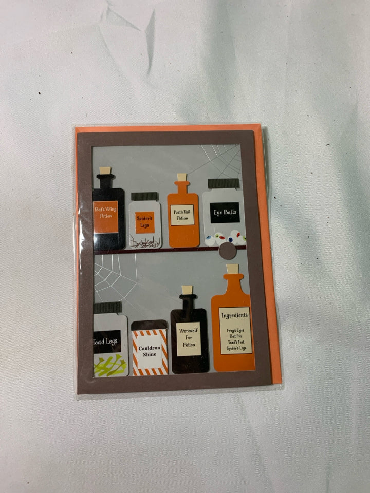 HALLOWEEN GREETING CARD WITCH'S MEDICINE CABINET