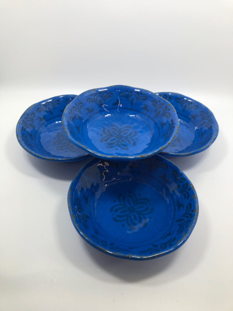 12PC BLUE MELAMINE DISH SET SRV FOR 4.