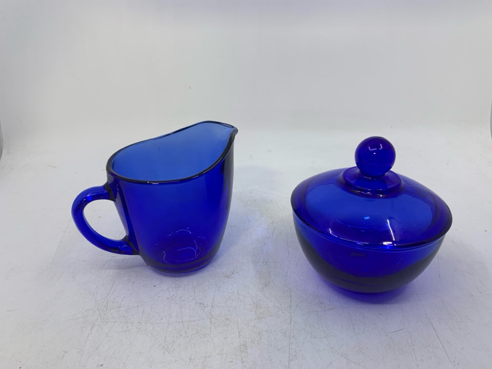 GLASS SUGAR/CREAMER SET.