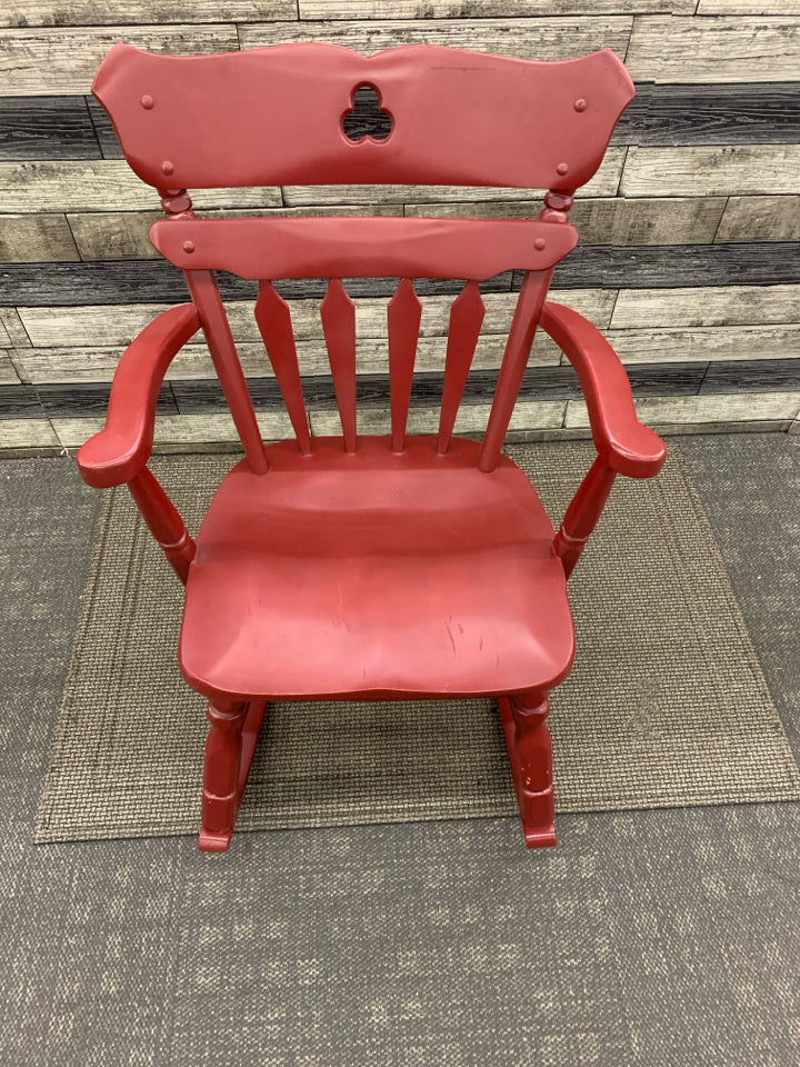 RED SHORT/ CHILDRENS ROCKING CHAIR.