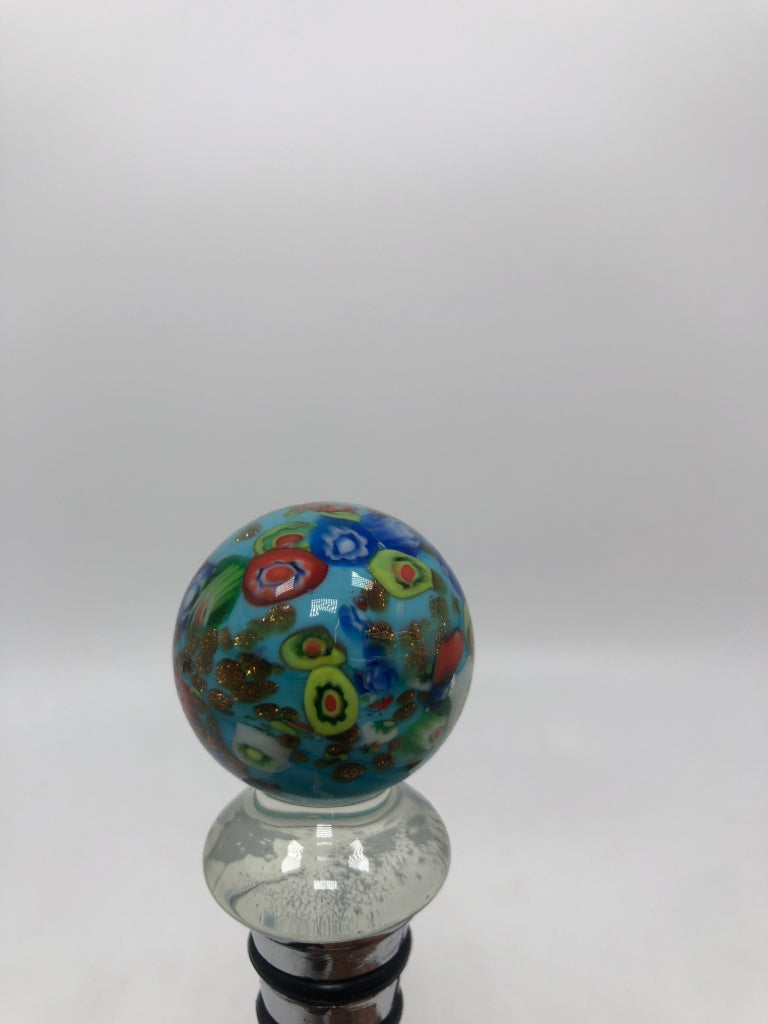 MILLEFIORE GLASS BOTTLE STOPPER IN BOX.