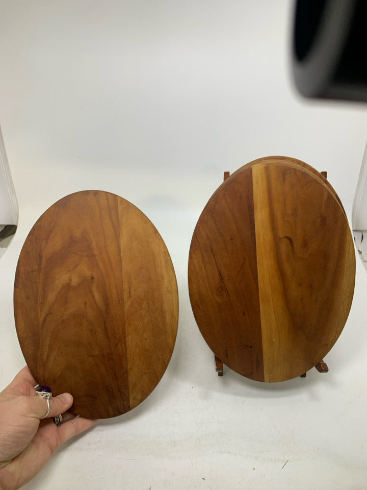 5 PC 4 OVAL WOOD LARGE COASTERS W/ STAND.
