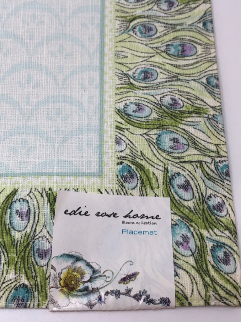 4 PEACOCK FEATHER PLACEMATS.