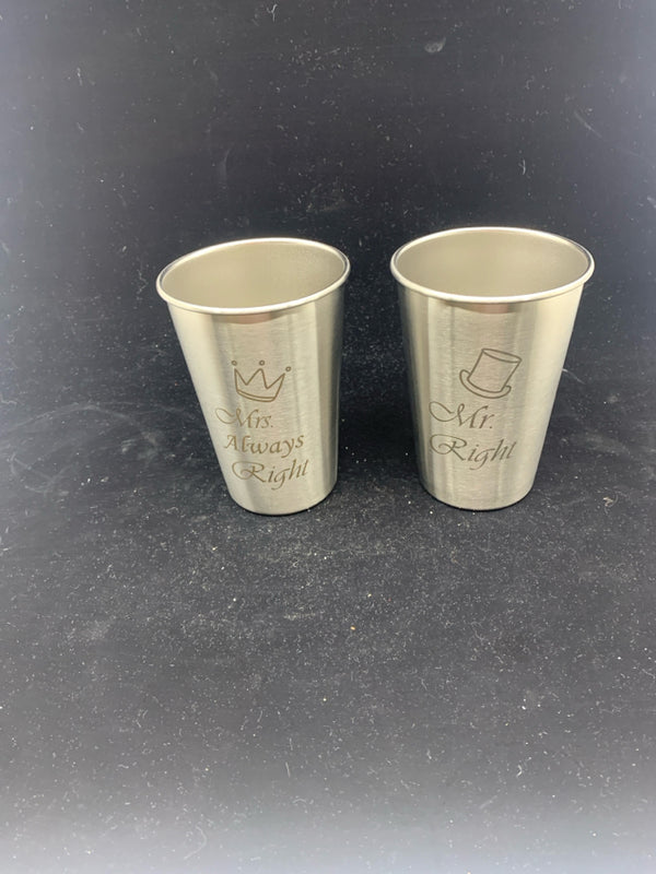 2 STAINLESS STEEL TUMBLERS.