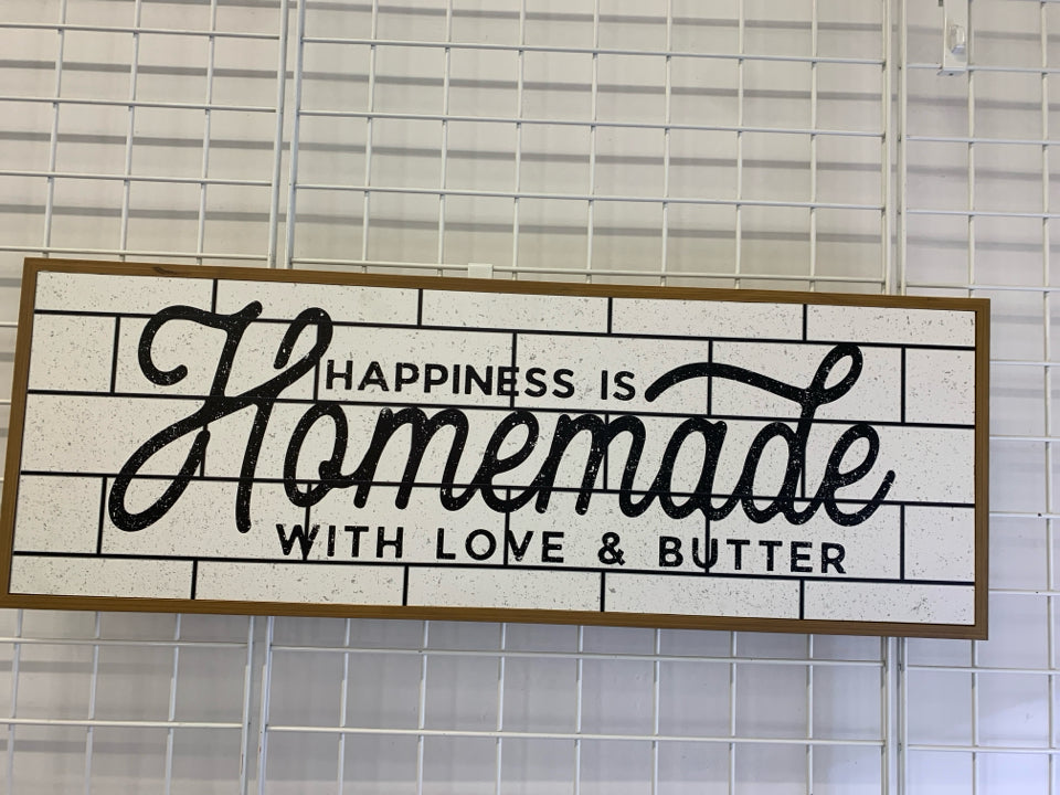 HAPPINESS IS HOMEMADE WITH BUTTER WALL-HANGING IN WOOD FRAME.