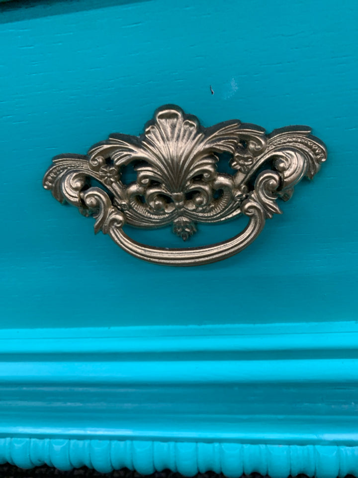 BRIGHT TEAL 2 DRAWER NIGHT STAND.