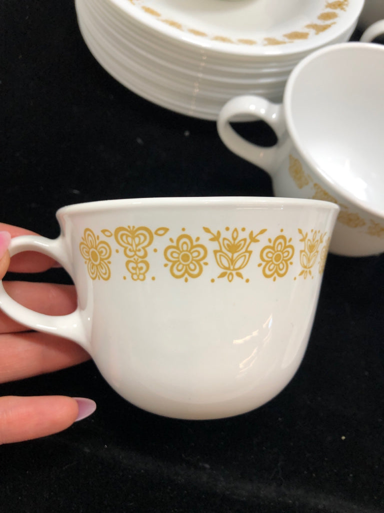 30PC YELLOW FLOWER CUP + SAUCER SET- SVC 15.
