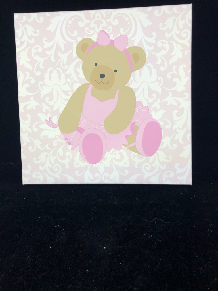 2 TEDDY BEAR BALLERINA CANVAS WALL ART.