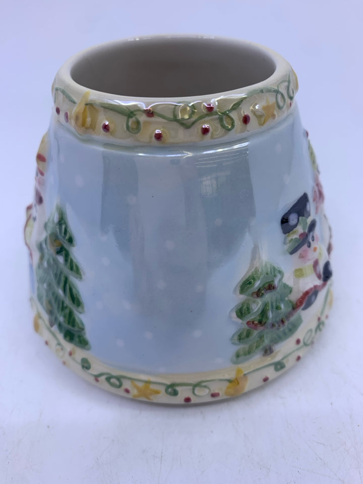 2PC SNOWMAN CANDLE SHADE W PLATE.