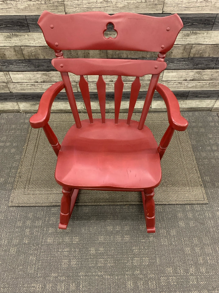 RED SHORT/ CHILDRENS ROCKING CHAIR.